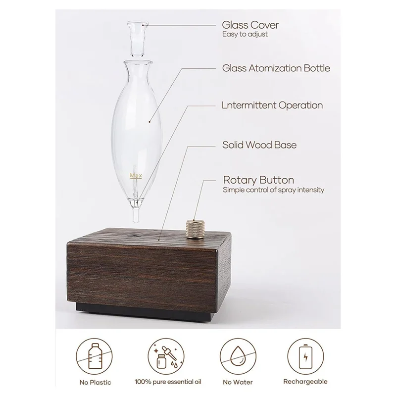 A11R Waterless Oil Diffuser Forhome Large Aromatherapy Forlarge Room Bedroom Hotel Wood Cordless Mini Diffusers