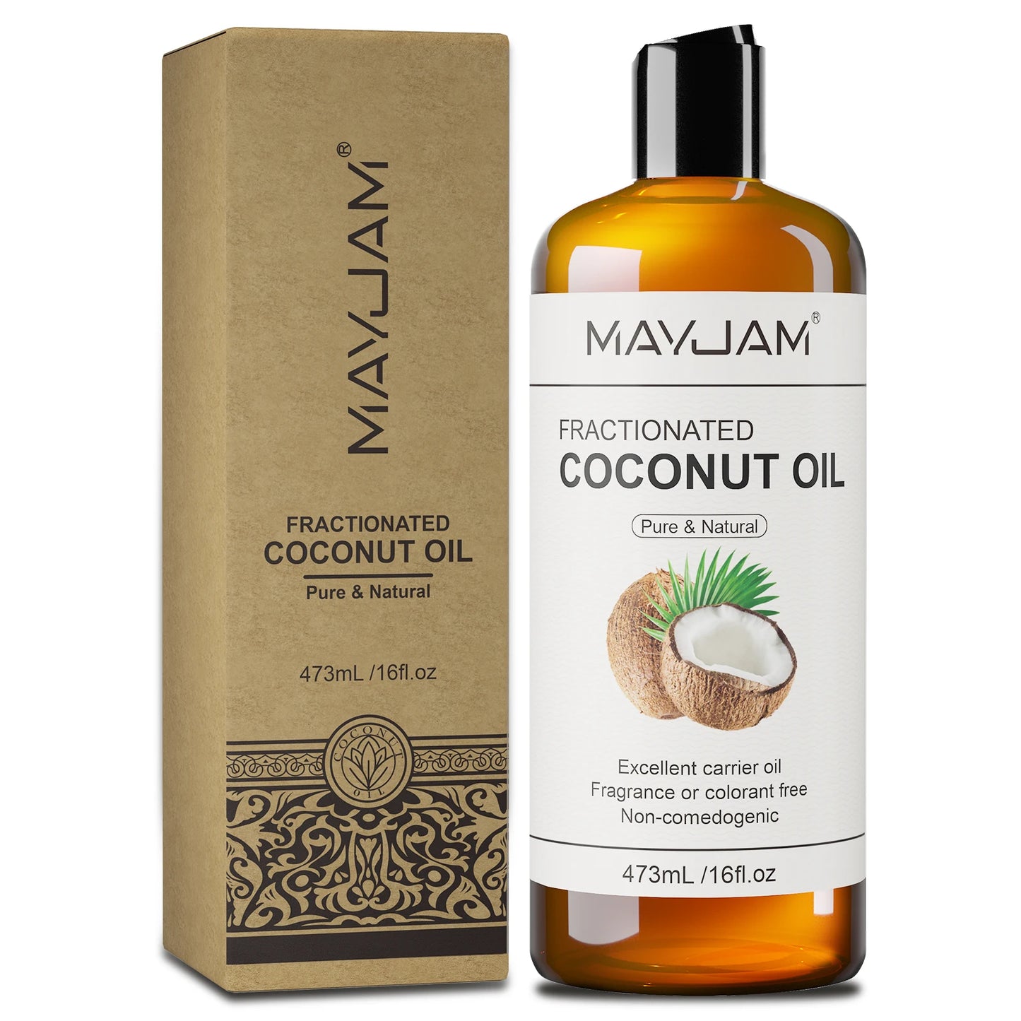 MAYJAM Vegetable Glycerin Castor Grapeseed Jojoba Coconut Carrier Oil For Face, Hair, Skin & Nails Moisturizing Body Massage
