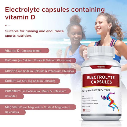Electrolyte Capsules - Supports Electrolyte Balance, Relieves Stress, Supplements Sports Nutrition, Improves Endurance, Non-GMO