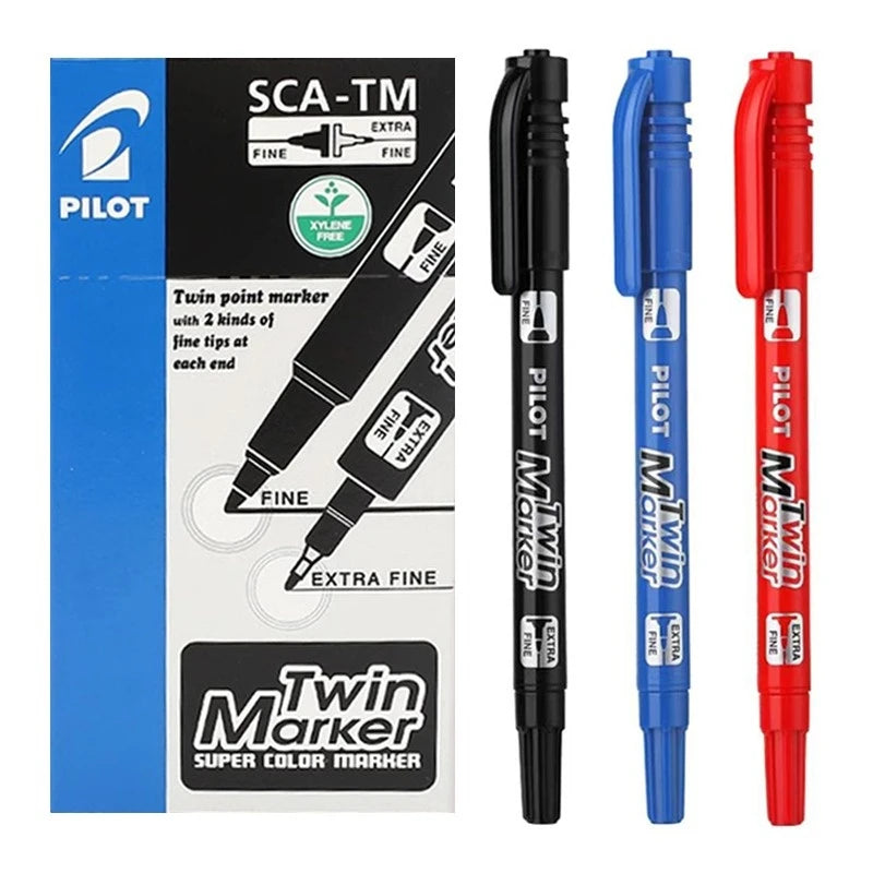 Pilot SCA-TM Dual-Tip Marker,Water-Based Vibrant Quick-Drying Twin-Tip Permanent Ink Pens for Journaling,Scrapbooking&DIY Crafts