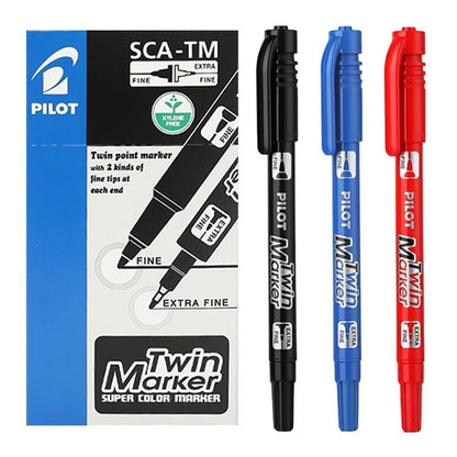 Pilot SCA-TM Dual-Tip Marker,Water-Based Vibrant Quick-Drying Twin-Tip Permanent Ink Pens for Journaling,Scrapbooking&DIY Crafts