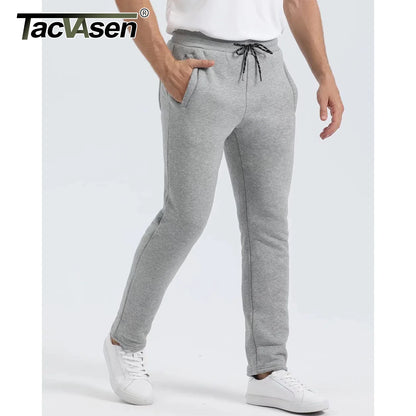 TACVASEN Winter Fleece Pants Mens Thicken Warm Thermal Trousers Drawstring Elastic Waist Jogging Pants Fitness Running Jogger