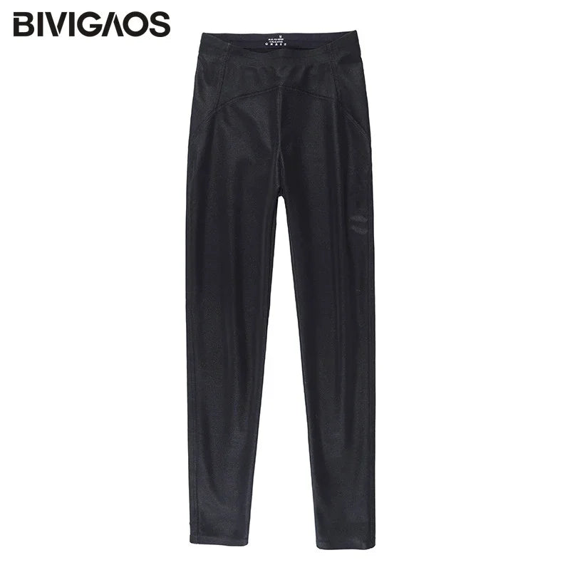 Autumn Winter Black Fleece Matte Leather Leggings Women High Waist  Sexy Motorcycle Pants Slim Skinny Warm Leggings