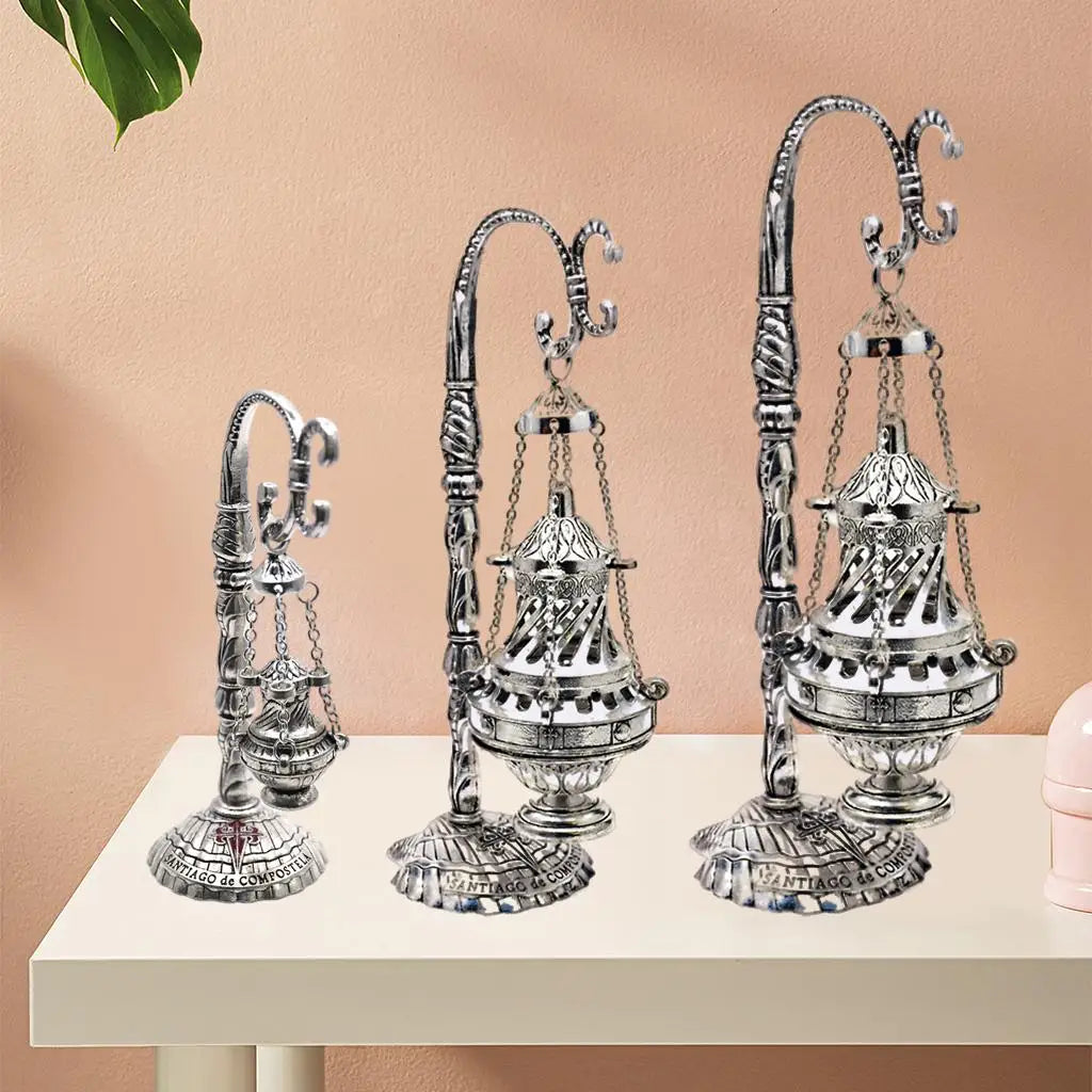 Exquisite Incense Burner with Lid Church Ash Catcher Censer Decor
