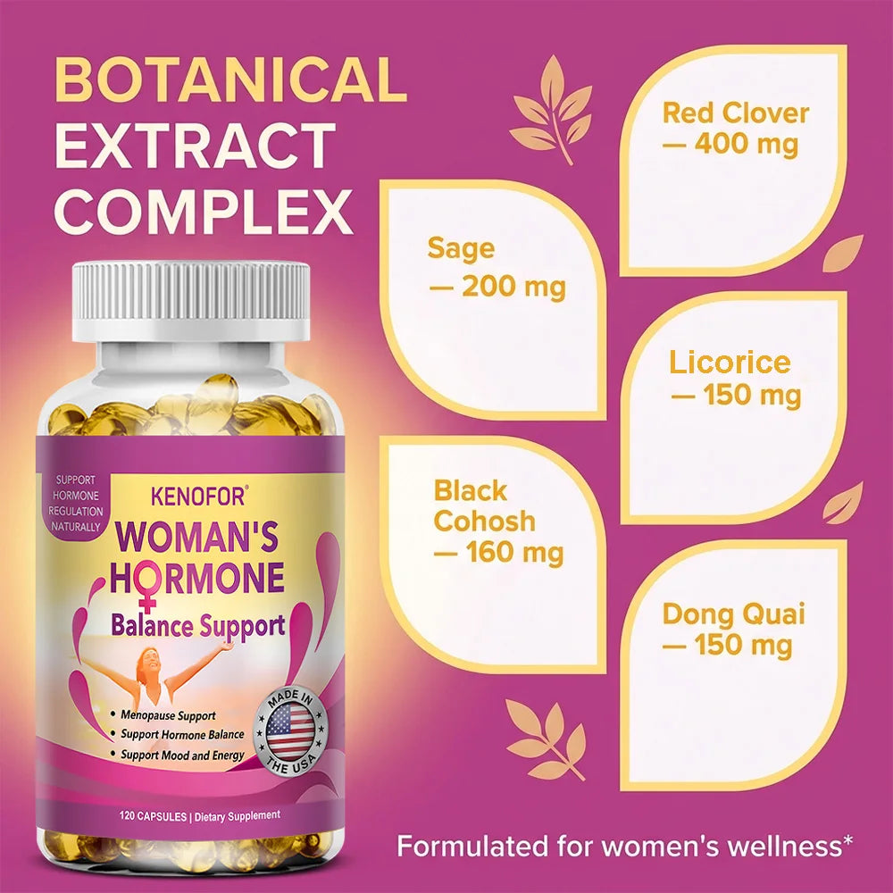 Women’s Menopause Support Supplement, Enhancing Hot Flashes, Night Sweats, Mood Swings & Fatigue, Supports Daily Wellness