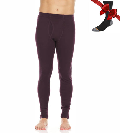 100% Merino Wool Men Base Layer Bottom Pants Merino Wool Thermal Underwear Pants Leggings Long Johns Warm Baselayer Bottom+Socks