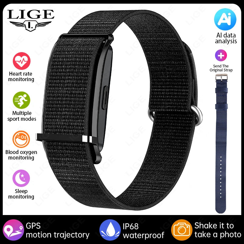 LIGE New GPS Motion Trajectory Fitness Smart Bracelet Heart Rate Pressure Health Monitor Smartwatch Sports Step Electronic Band