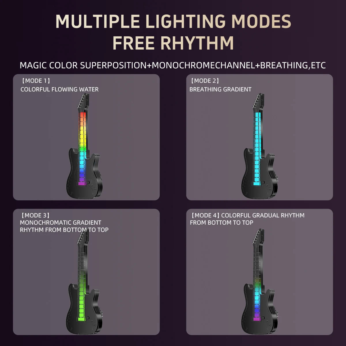 Creative Car Air Outlet Aromatherapy Guitar Pendant with Voice controlled Music Atmosphere Light Car perfume Decoration Cologne