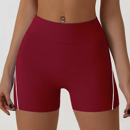 Nude High-elasticity Yoga Suit Contrasting Color Bra Halter Top Hip-lifting Fitness Line Shorts Pilates Sports Set