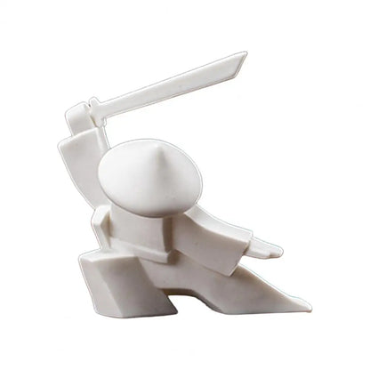 Incense Stick Burner Unique Delicate White Porcelain- Chinese Ceramic Samurai Censer Holder Home Decor Kung Fu Ceramic Sculpture