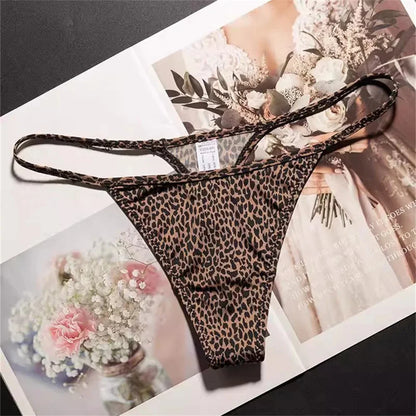 3PCS Sexy High Slit Transparent Mesh Thong Leopard Printed Fitness Female Hip Lifting G-strings Low Rise Seamless Mini Underwear