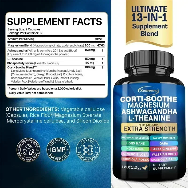 Corti-Soothe Supplement - Supports Adrenal Health, Regulates Cortisol, Promotes Relaxation, Increases Energy Levels, Gluten-free