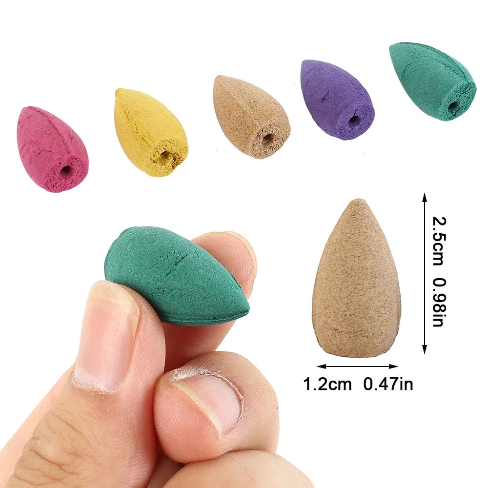 Incense Cones Fragrance Incense Sandalwood Mixed with Natural Incense Stick Fragrant Cone Aromatherapy Lavender Rose Jasmine
