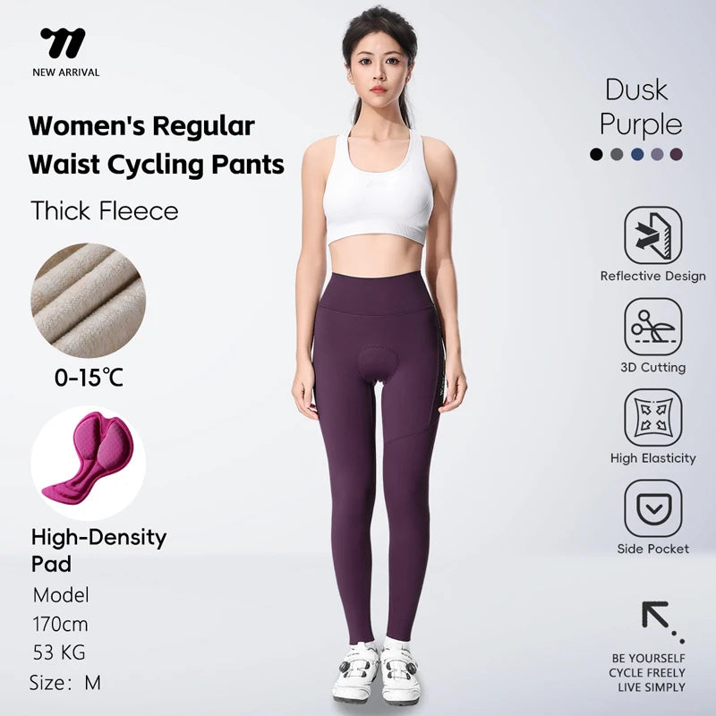 WEST BIKING Cycling Pants Thermal Fleece Women Autumn Winter Bicycle Tights Trousers  Outdoor Sports Fitness Yoga Running Pants