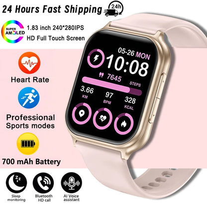 2026 New Smartwatch Women Sports Fitness Track IP68 Waterproof Heart Rate GPS Track Bluetooth Call Ladies Fashion Smartwatch Men