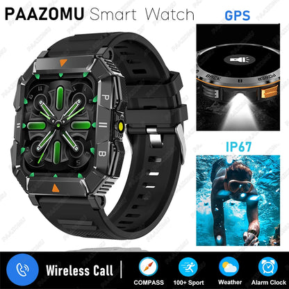 2026 New Smart Watch Men Compass Outdoor 3ATM Waterproof Sports Fitness Large Battery Bluetooth Call Smartwatch for Android iOS