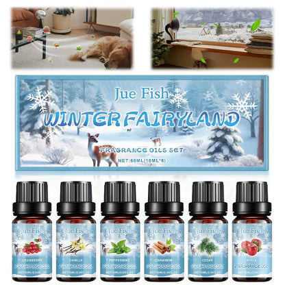 Aromatherapy Oil Set for Diffuser Fragrance Oil Kit 6Pieces Oil Set Winter Scented Oil Pure Blend Diffuser Oil for Humidifier