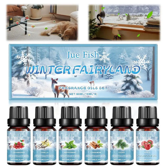 Aromatherapy Oil Set for Diffuser Fragrance Oil Kit 6Pieces Oil Set Winter Scented Oil Pure Blend Diffuser Oil for Humidifier