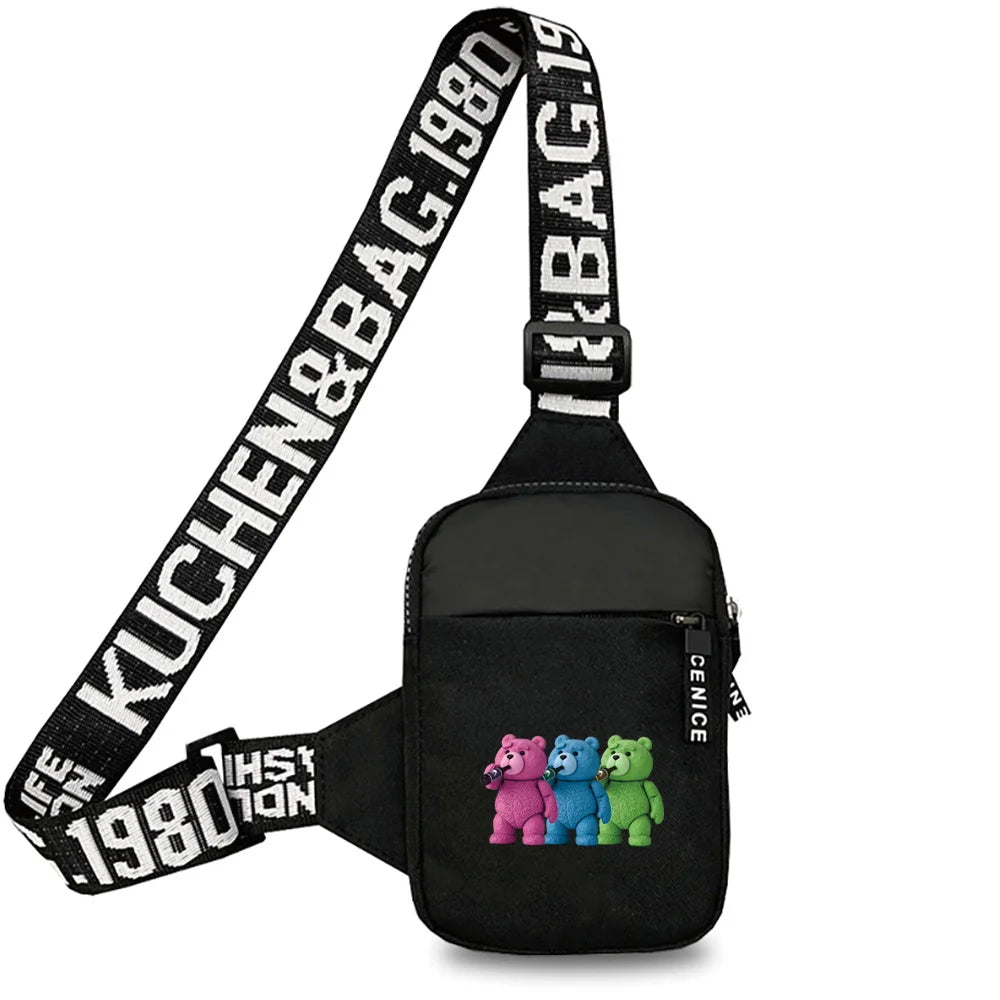 Chest Pack Fitness Yoga Outdoor Mini  Men Sports Running Bear Printing Series Fashion Chest Bag for Women for Men