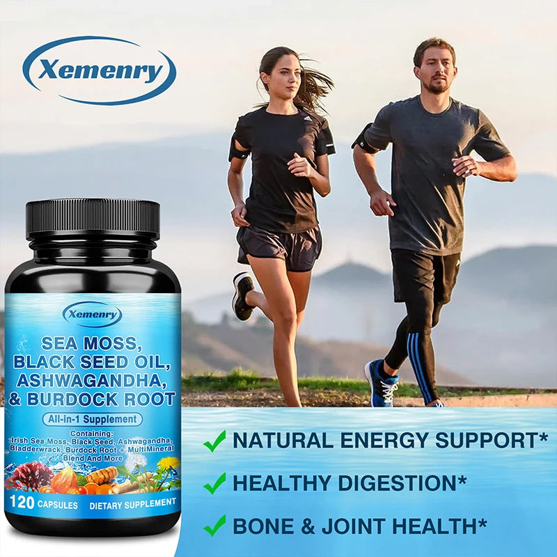 Sea Moss, Black Seed Oil, Ashwagandha & Burdock Root - Provide Energy and Enhance Immunity