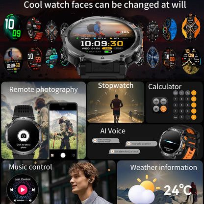 2026 New Military GPS Sports Smart Watch Men Compass 3ATM Waterproof Swim Fitness Tracker AMOLED HD SmartWatches 850Mah Battery