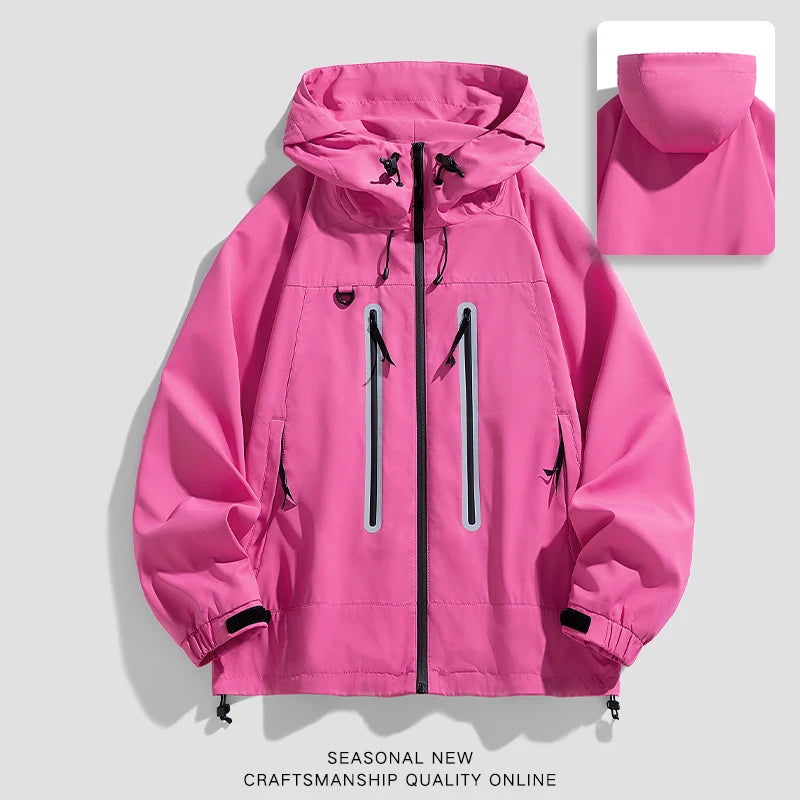 CHRLCK Unisex Hiking Jackets Waterproof Reflective Windbreaker Men Outdoor Camping Trekking Fishing Jacket Windproof Coat Women