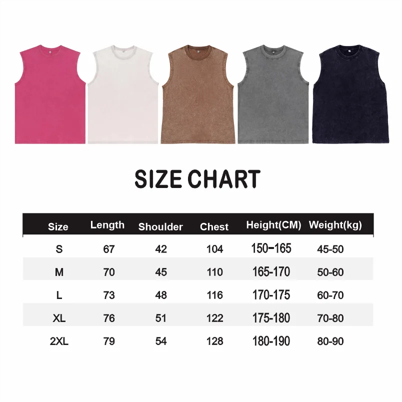 Retro Pickled Cotton Tank Top Logo Custom Print Men's and Women's Fitness Gym Exercise Street Sports Leisure Sleeveless T-shirt