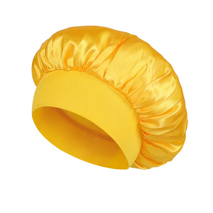 1/2/5PCS Women's Satin Solid Wide-brimmed Sleeping Hat Unisex Head Wrap Elastic Band Cap Hair Care Bonnet Night Hat Bonnet Nuit