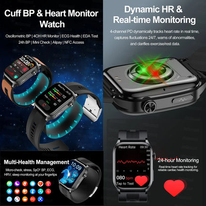 Smart Watches Men Air Pump Blood Pressure Accurate Measure Micro Physical Examination Sport Fitness Airbag SmartWatch ECG AMOLED