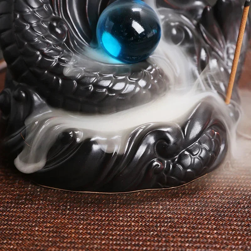 Dragon Incense Holder Ceramic Dragon Smoke Waterfall Backflow Incense Burner Censer Home Decor Home Perfume Dragons for New Year