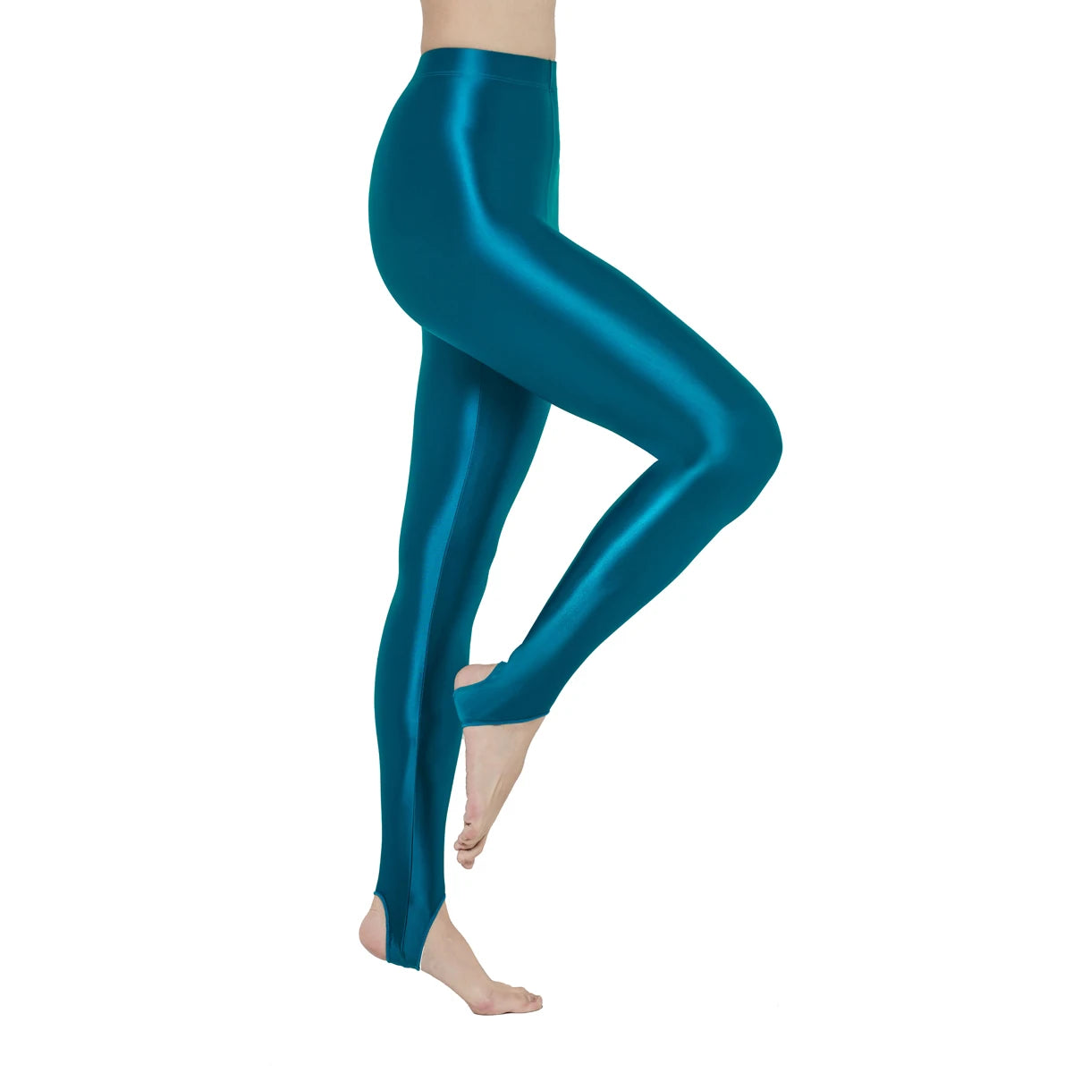 AMORESY Women Glossy Soft Smooth Breathable Satin Stretch Thin High Waist Slim Bodybuilding Yoga Sports Tights Stirrup Leggings