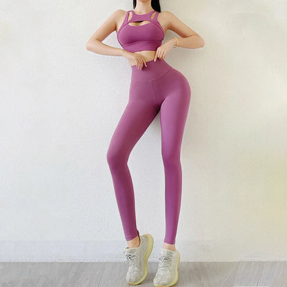 TRY TO BN Fitness Sports Set Women's Tracksuit 2 Piece Suit Yoga High Waist Leggings With Pocket Bra Workout Gym Outfit Clothes