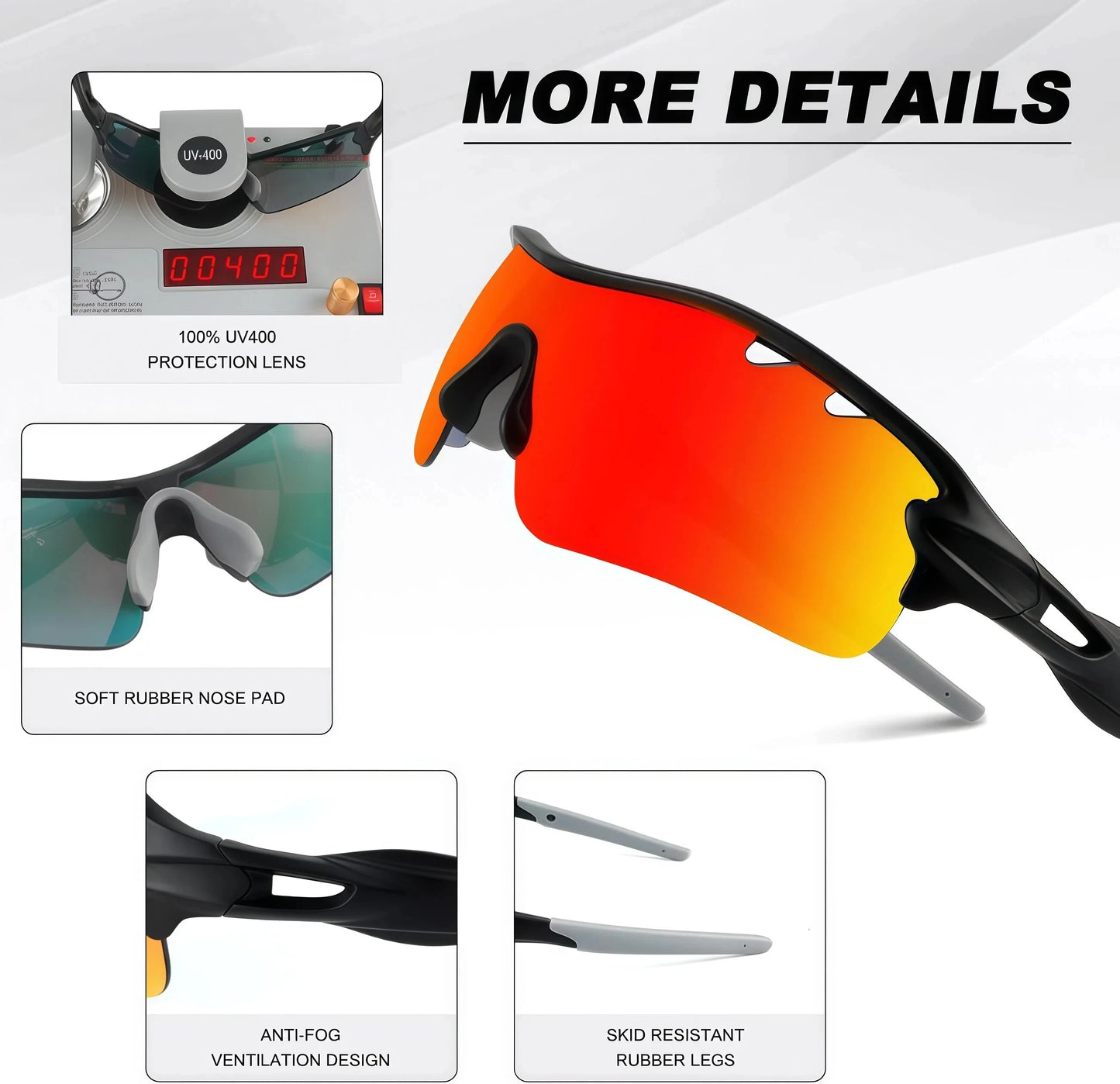 Polarized Sports Sunglasses Cycling Sun Glasses for Men Women with 5 Interchangeable Lenes for Running Driving