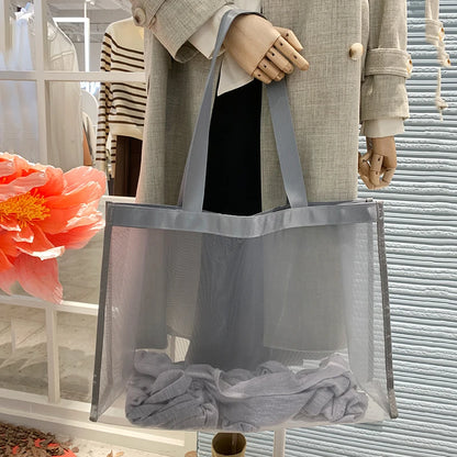 Mesh Handbag Transparent Shopping Bag Swimming Bag Nylon Mesh Dance Yoga Fitness Large Capacity Storage Bag Beach Bag