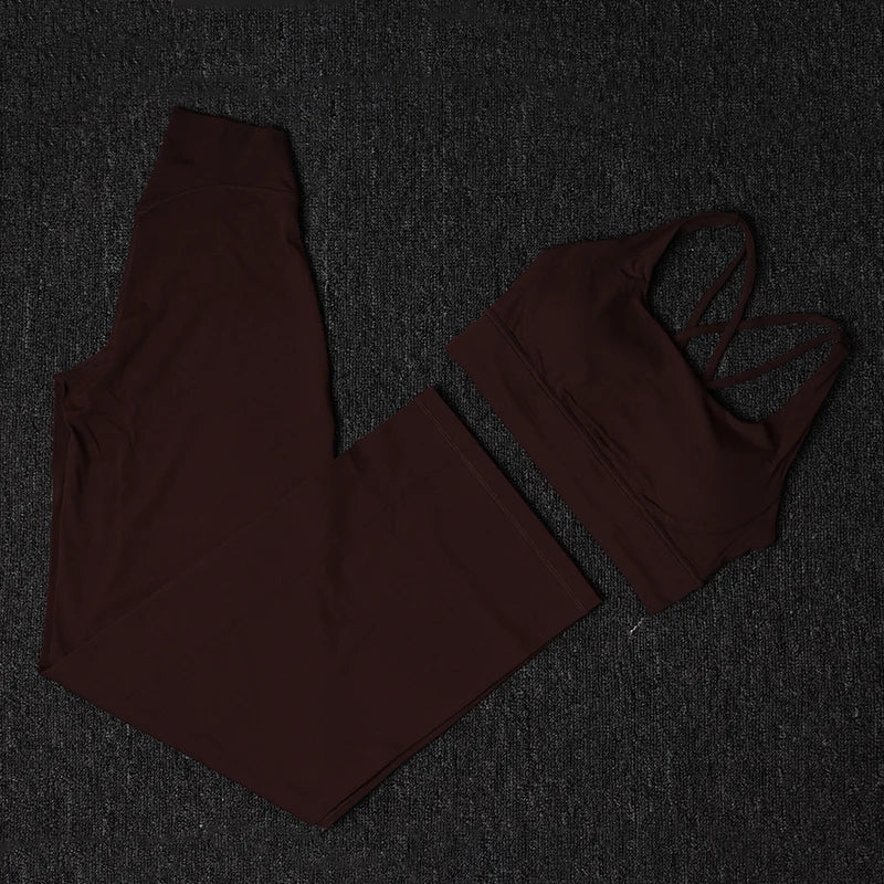 TRY TO BN Women's Tracksuit Gym Set Leggings Sports Bra Fitness Naked Sportwear Breathable Workout Two Pieces Suit Yoga Clothing