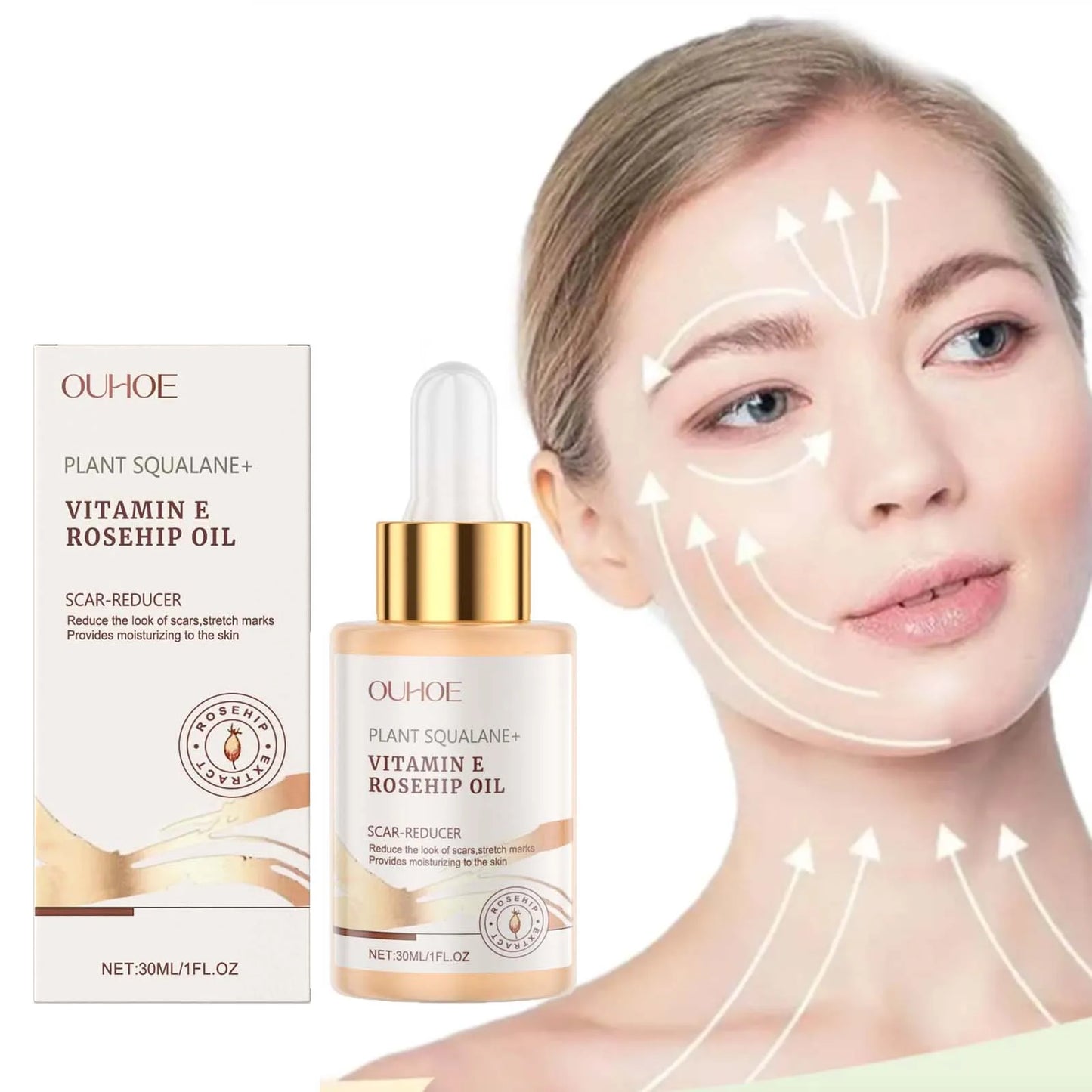 Moisturizing Squalane Rosehip Face Oil Lifting Firming Fade Fine Lines Smoothing Nourishing Skin Rejuvenation Facial Care Oil