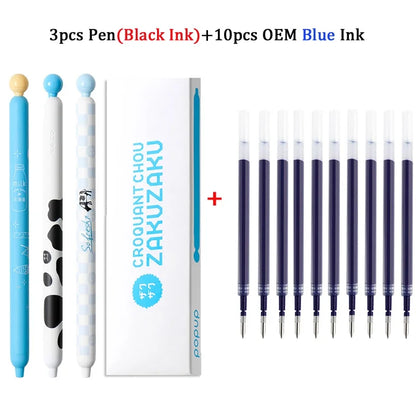 KACO ZAKUZAKU Gel Pen Set,0.5mm Smooth ST Nib Aesthetic Writing Black Ink Stress-Relief Signing Stylos For Journaling,Work,Study