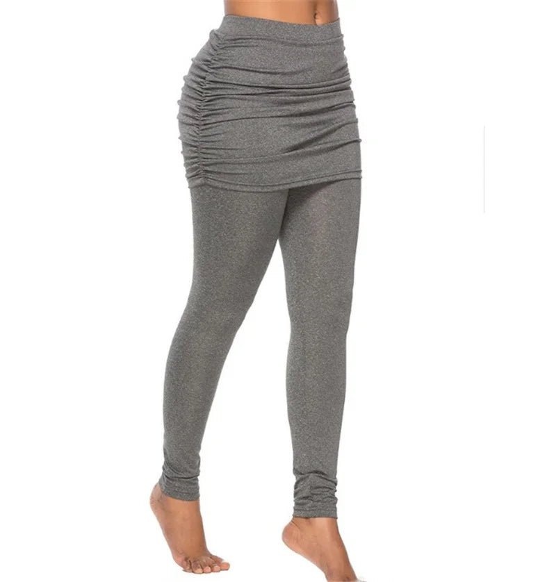 Pack hip side pleated skirt fake two-piece leggings women culottes leggings