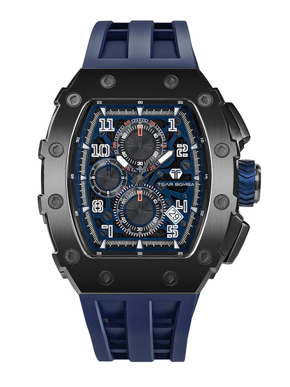 TSAR BOMBA Tonneau Watches for Men Sapphire Quartz Wristwatch Fashion Timepiece 5ATM Waterproof Clock Luxury Mens Watch