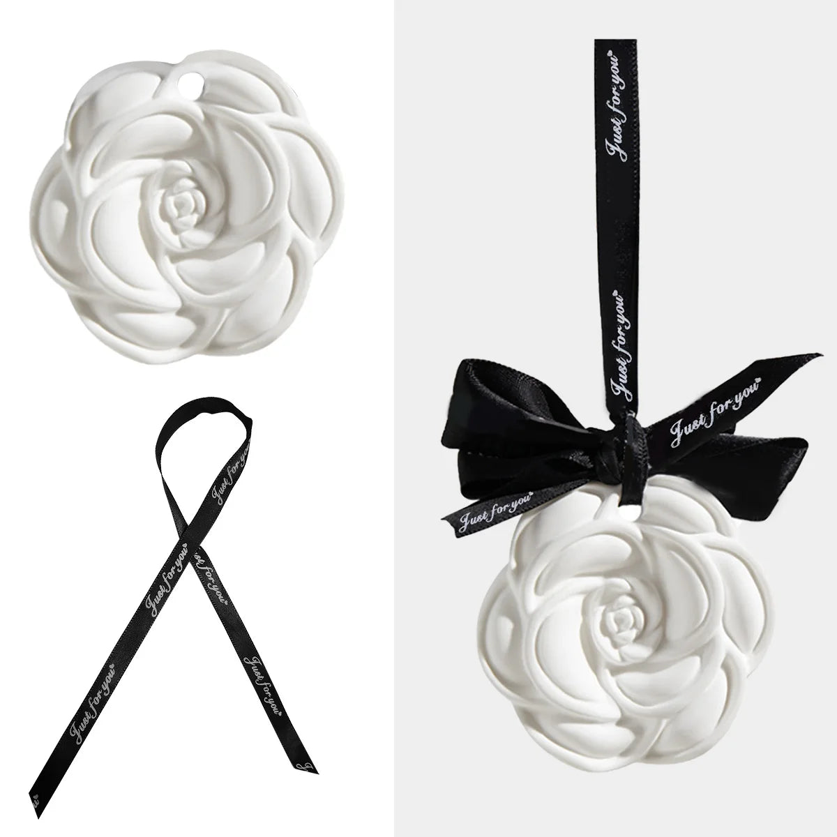 Indoor ceramic stone fragrance diffuser hanging for home use solid light car aromatherapy camellia pendant decoration