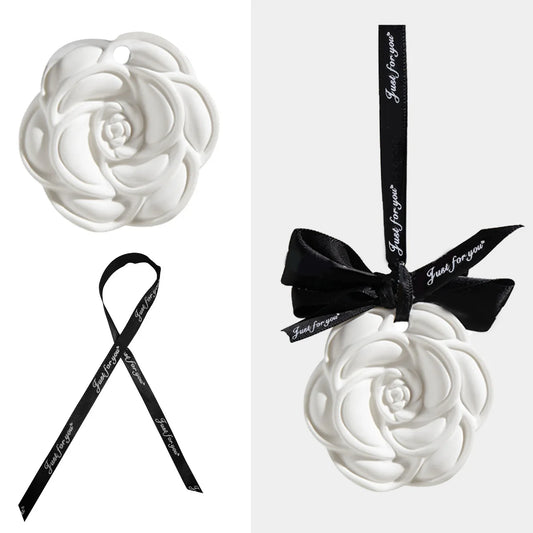 Indoor ceramic stone fragrance diffuser hanging for home use solid light car aromatherapy camellia pendant decoration