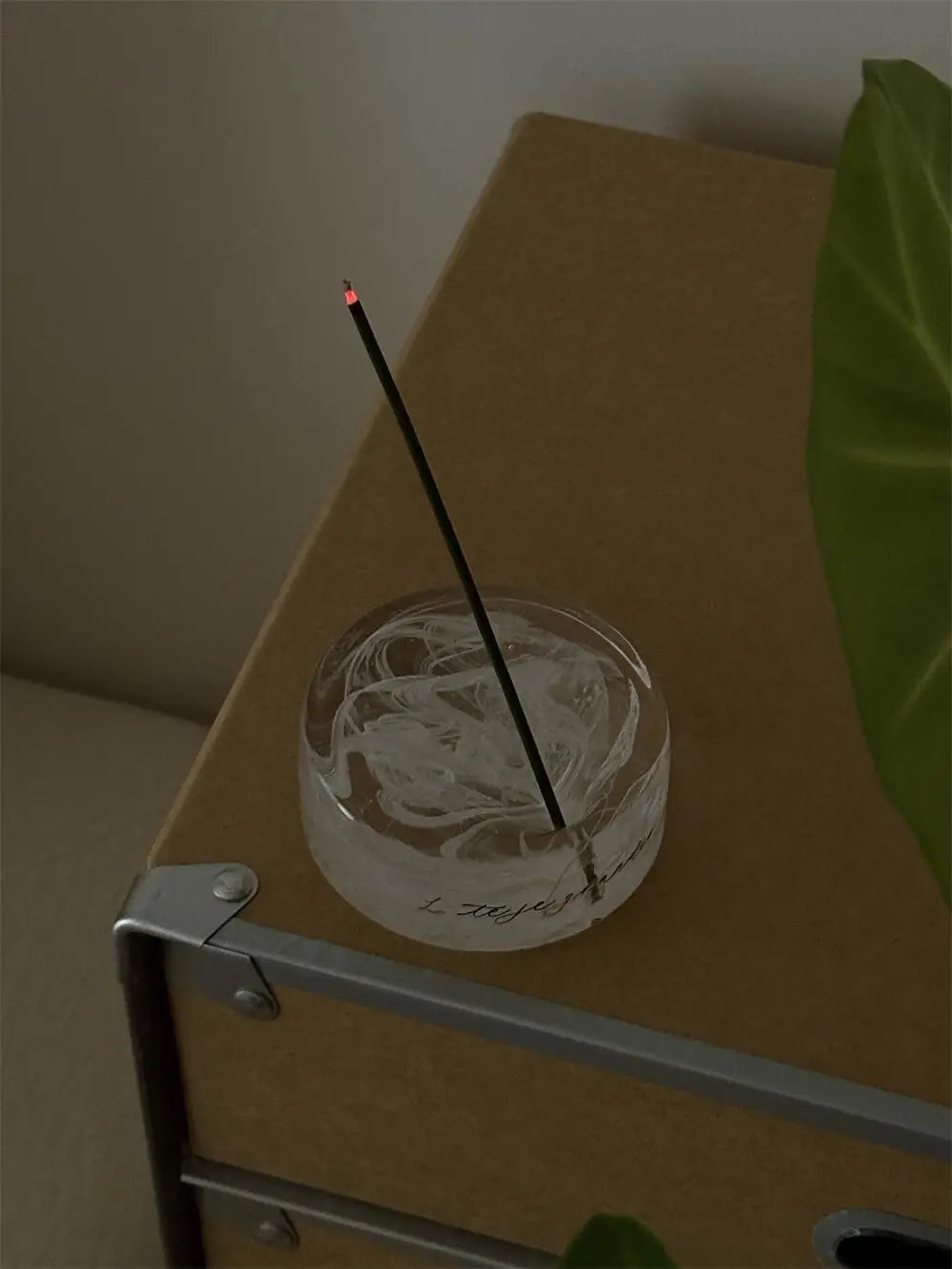 Handmade Air Bubble Glass Flat Line Fragrance Inserted Holder Aromatherapy Ornaments, Incense Sticks Tray Decorative Accessories