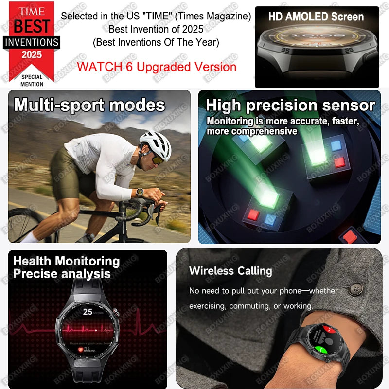 2026 New Watch 6 Pro GPS Smart Watch Men Sports Fitness AMOLED Screen Health Monitor Bluetooth Call IP68 Waterproof Smartwatch