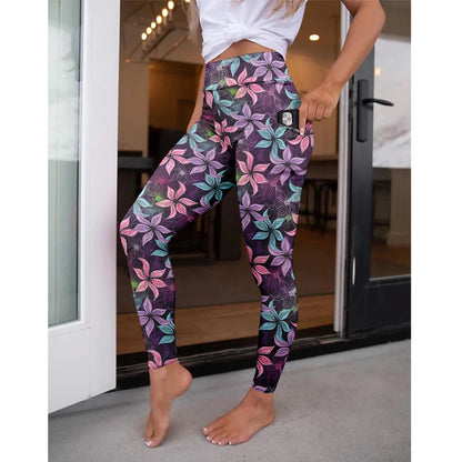 LETSFIND High Waist Women's Fitness Leggings 3D Digital Print Sexy Pockert Elastic Pants Fashionable Gym Trousers