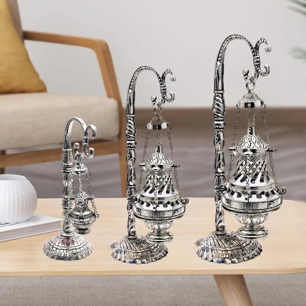 Exquisite Incense Burner with Lid Church Ash Catcher Censer Decor