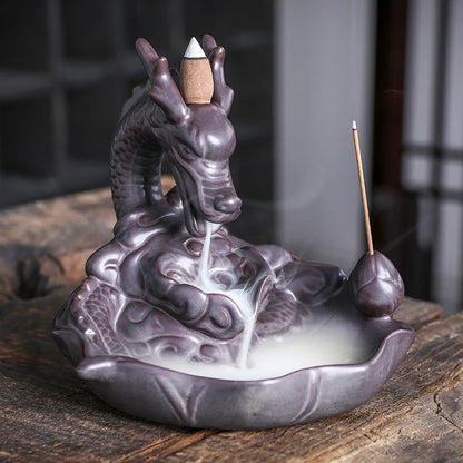 Dragon Backflow Incense Burner Big Size Sandalwood Incense Sticks Holder Ceramics Home Decor Ornaments