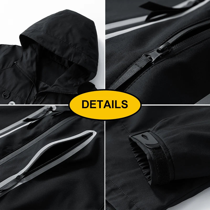 CHRLCK Unisex Hiking Jackets Waterproof Reflective Windbreaker Men Outdoor Camping Trekking Fishing Jacket Windproof Coat Women