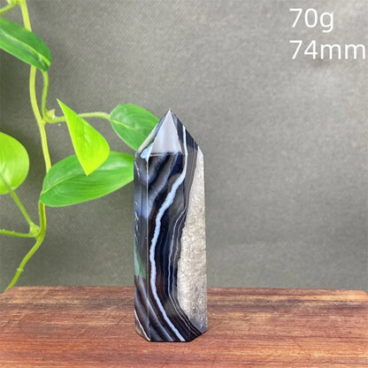 Black Agate Crystal Tower Natural Gem Obelisk Exquisite Home Decoration Ornament Rare Material for Relaxation And Energy