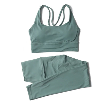 TRY TO BN Yoga Set Fitness Sports Bra Naked Leggings Women's Tracksuit Sportwear Breathable Workout Two Pieces Suit Gym Clothing