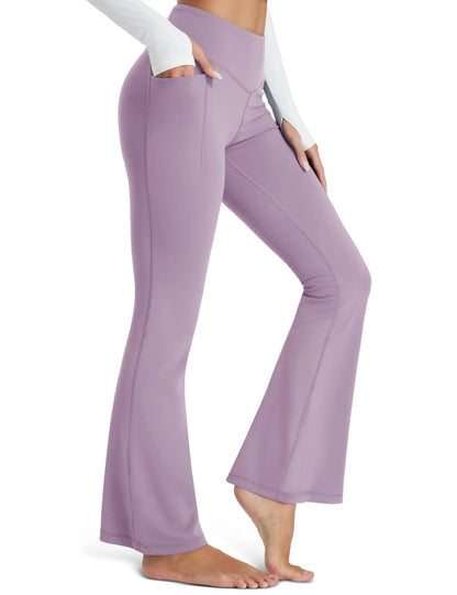 TACVASEN Womens Yoga Flare Leggings with Pocket  Wide Leg Stretch Moisture Wicking Pants High Waisted Tummy Control Yoga Pants